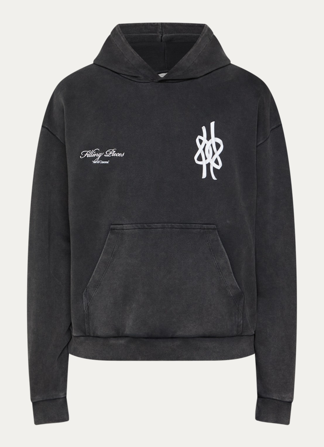 Filling Pieces Film Strip hoodie met logoborduring en backprint - voorkant zwart