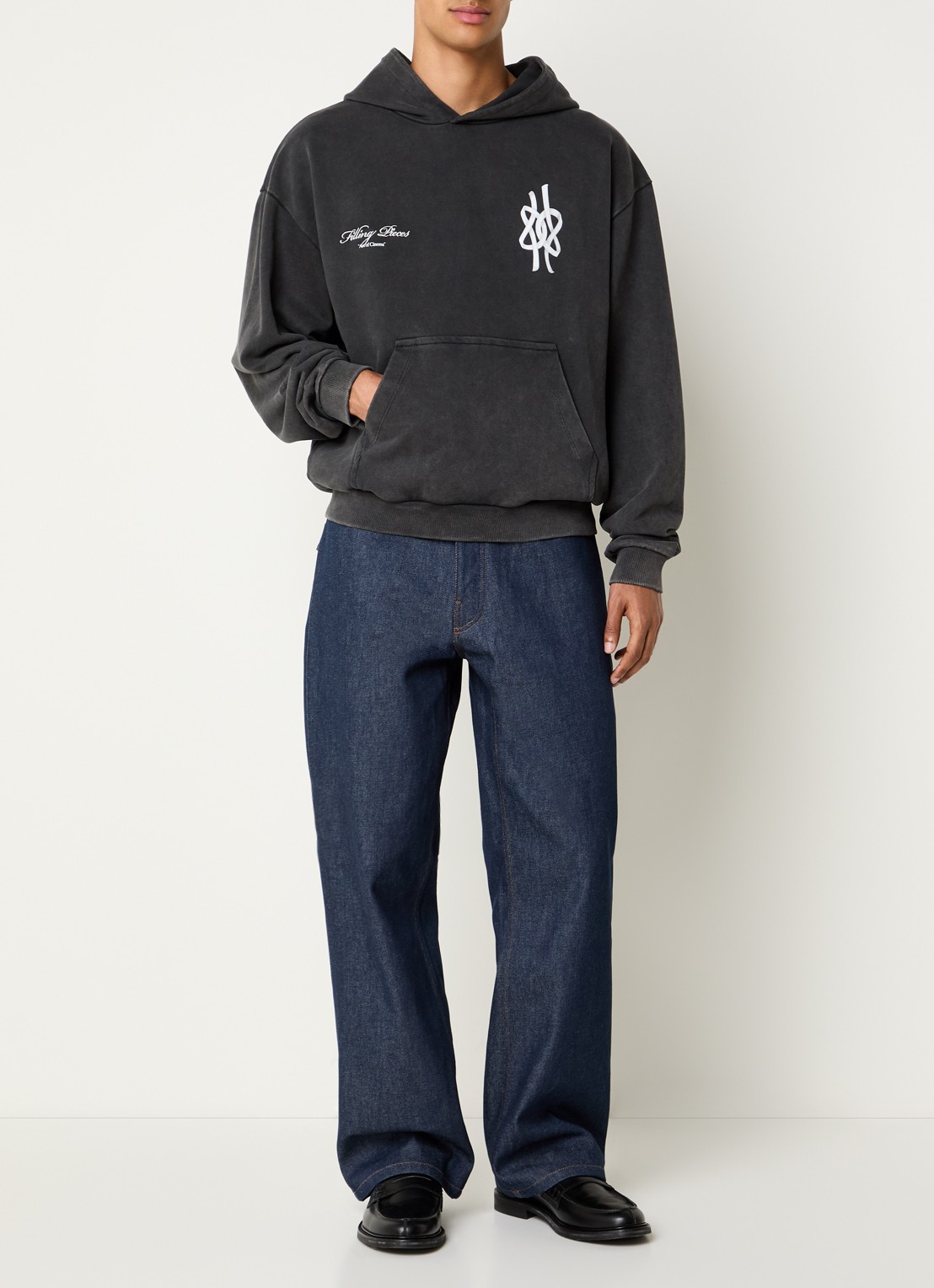 Filling Pieces Film Strip hoodie met logoborduring en backprint - voorkant 2 zwart