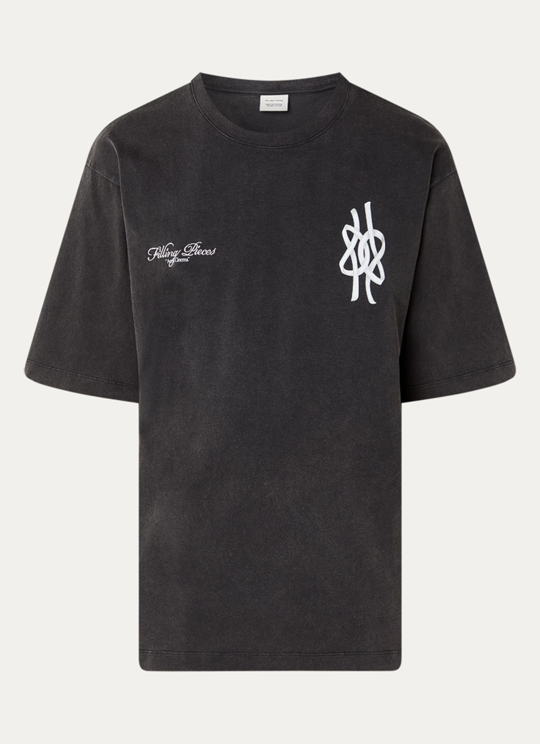 Filling Pieces Film Strip T-shirt met logo- en backprint - voorkant zwart