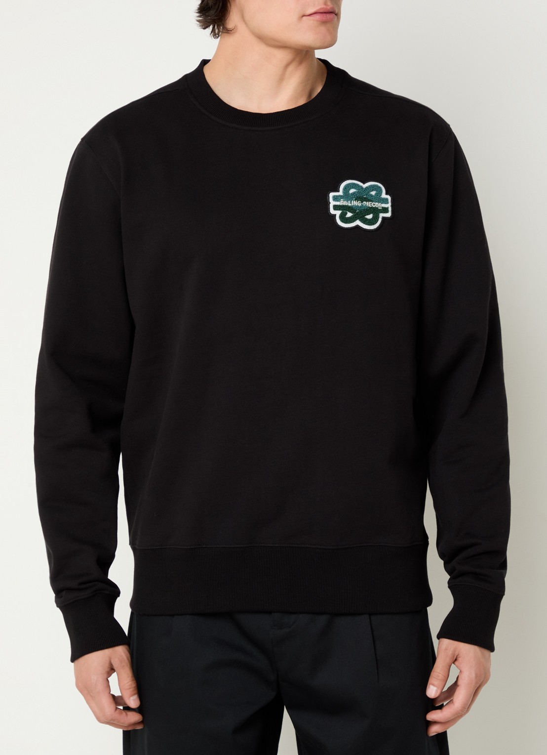 Filling Pieces Gowtu sweater van  katoen met logo - detail 4 zwart