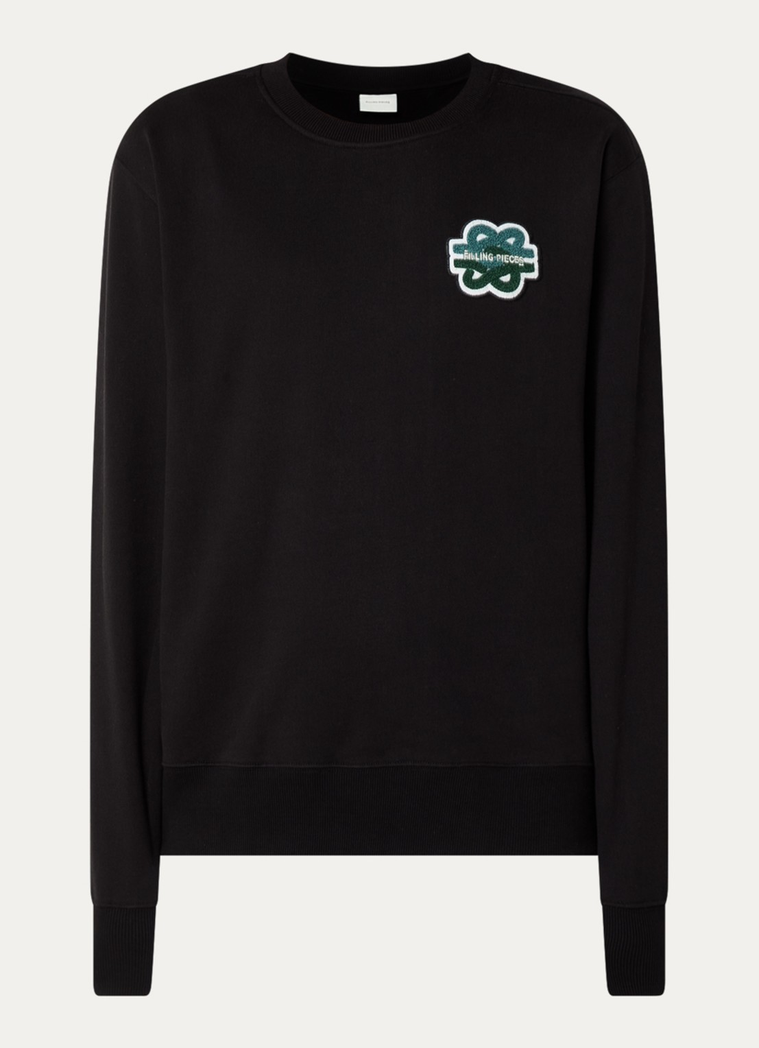 Filling Pieces Gowtu sweater van  katoen met logo - voorkant 2 zwart