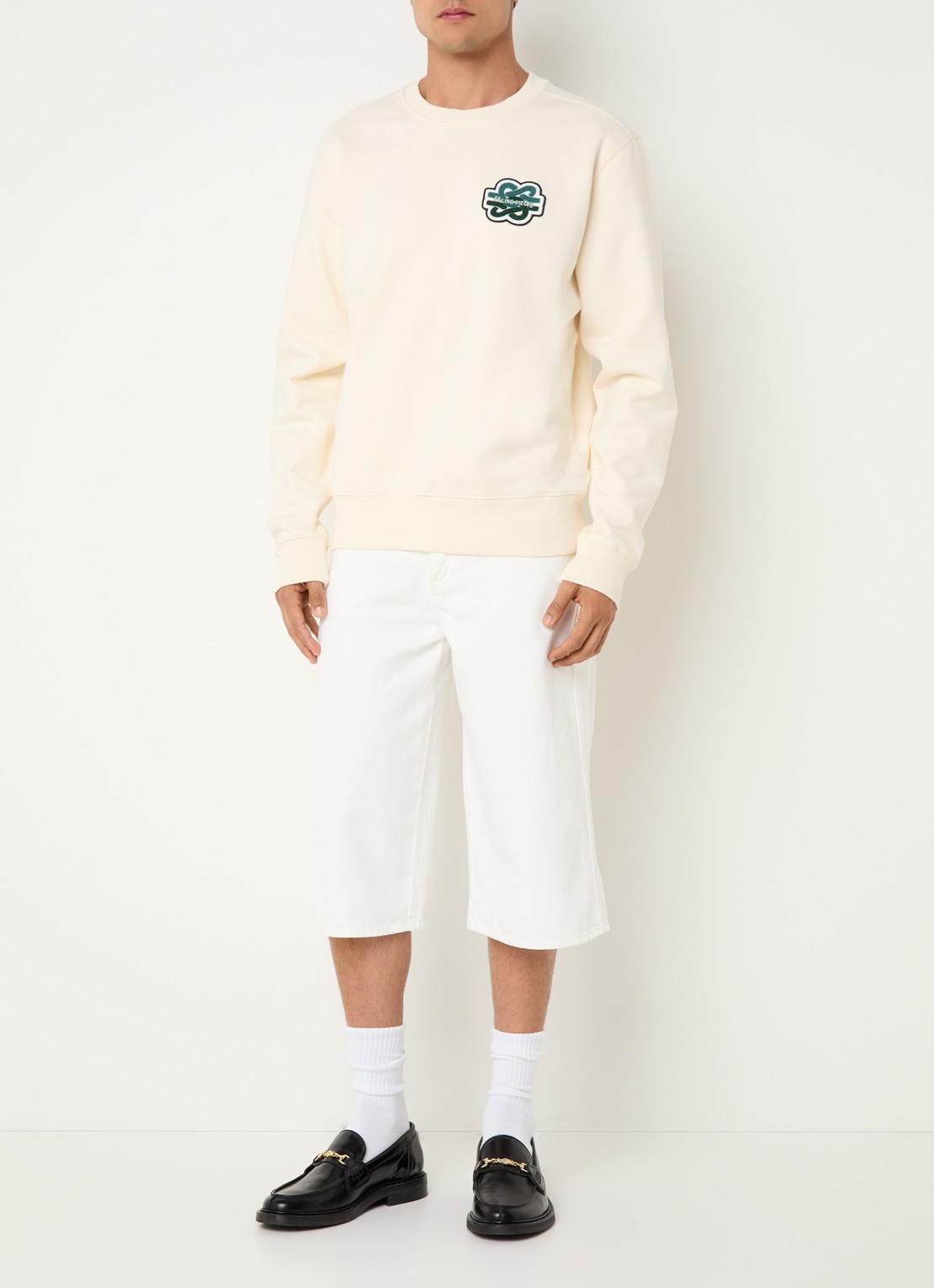 Filling Pieces Gowtu sweater van  katoen met logo - voorkant 2 creme