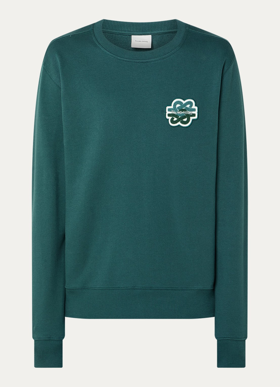 Filling Pieces Gowtu sweater van  katoen met logo - voorkant 2 donkergroen