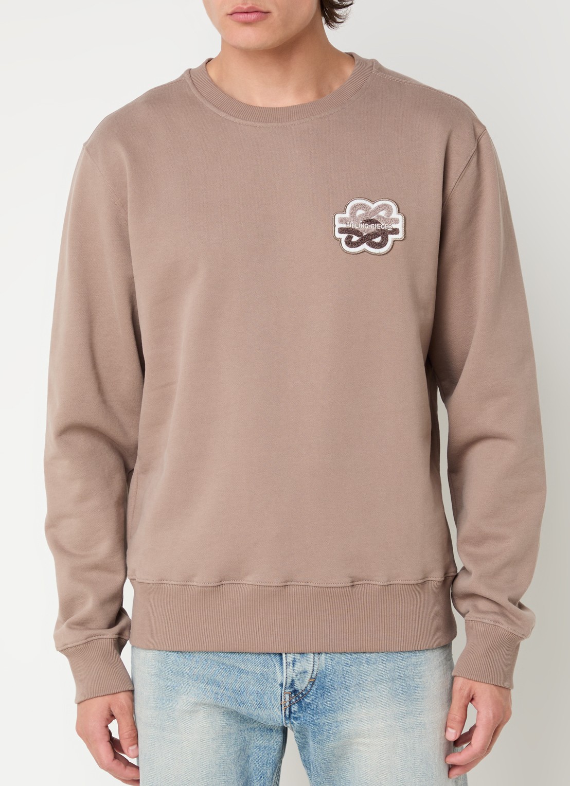 Filling Pieces Gowtu sweater van  katoen met logo - detail lichtbruin