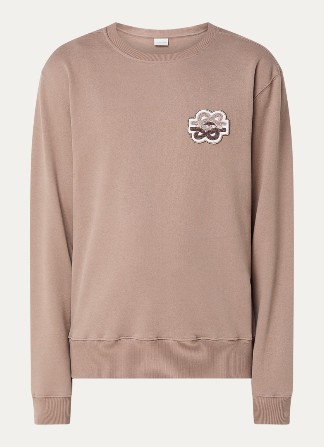 Filling Pieces Gowtu sweater van  katoen met logo - voorkant 3 lichtbruin