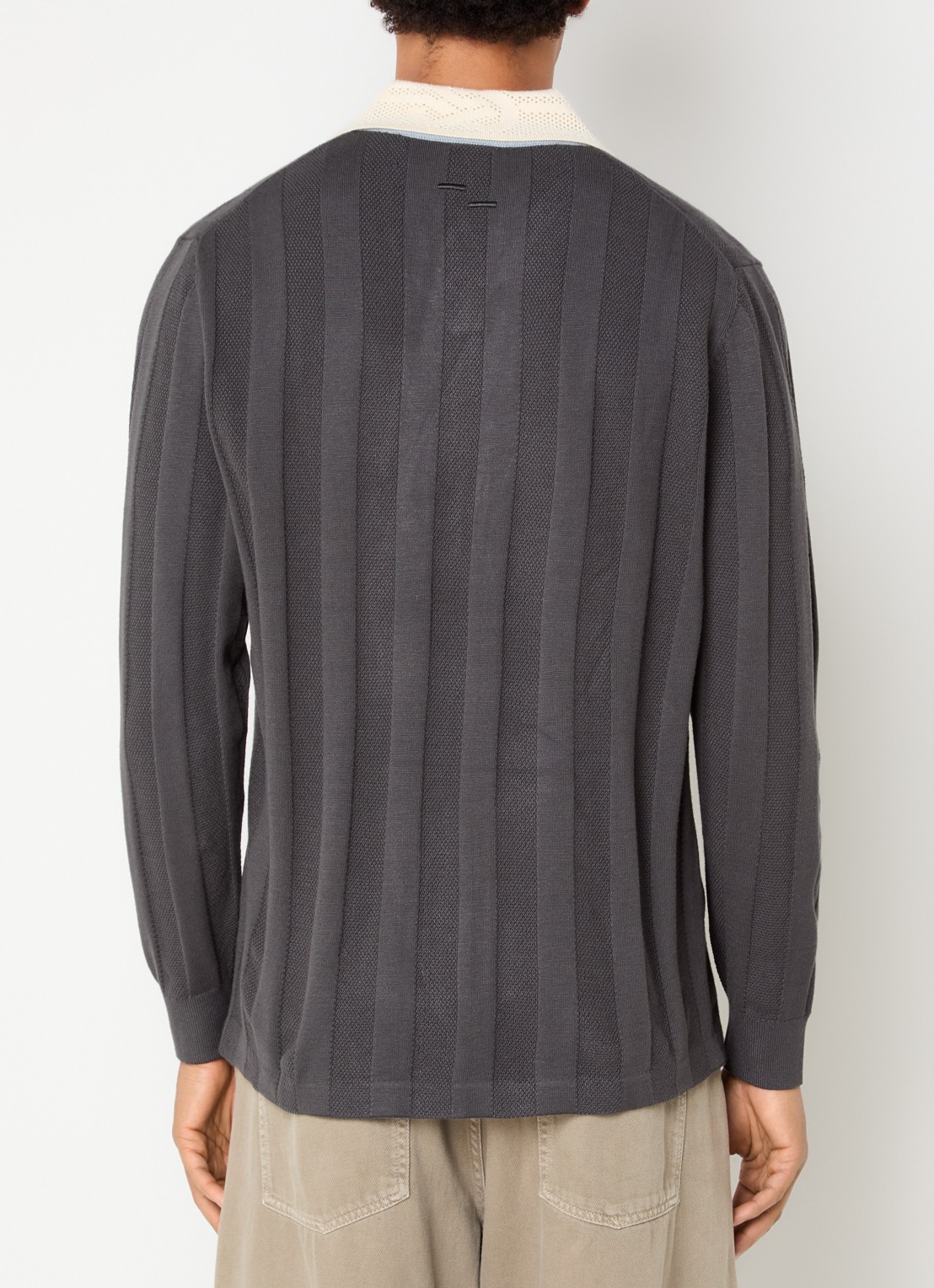 Filling Pieces Grofgebreide pullover met logo - achterkant 4 antraciet