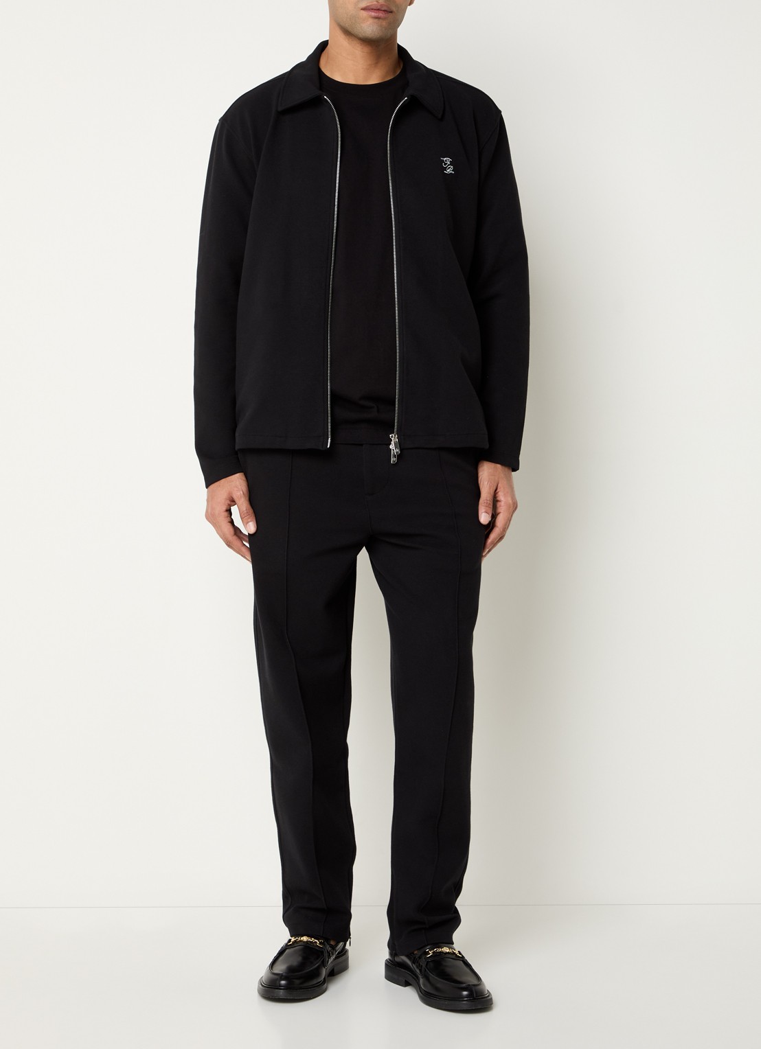 Filling Pieces Jack in  katoenblend met logoborduring en steekzakken - voorkant 3 zwart