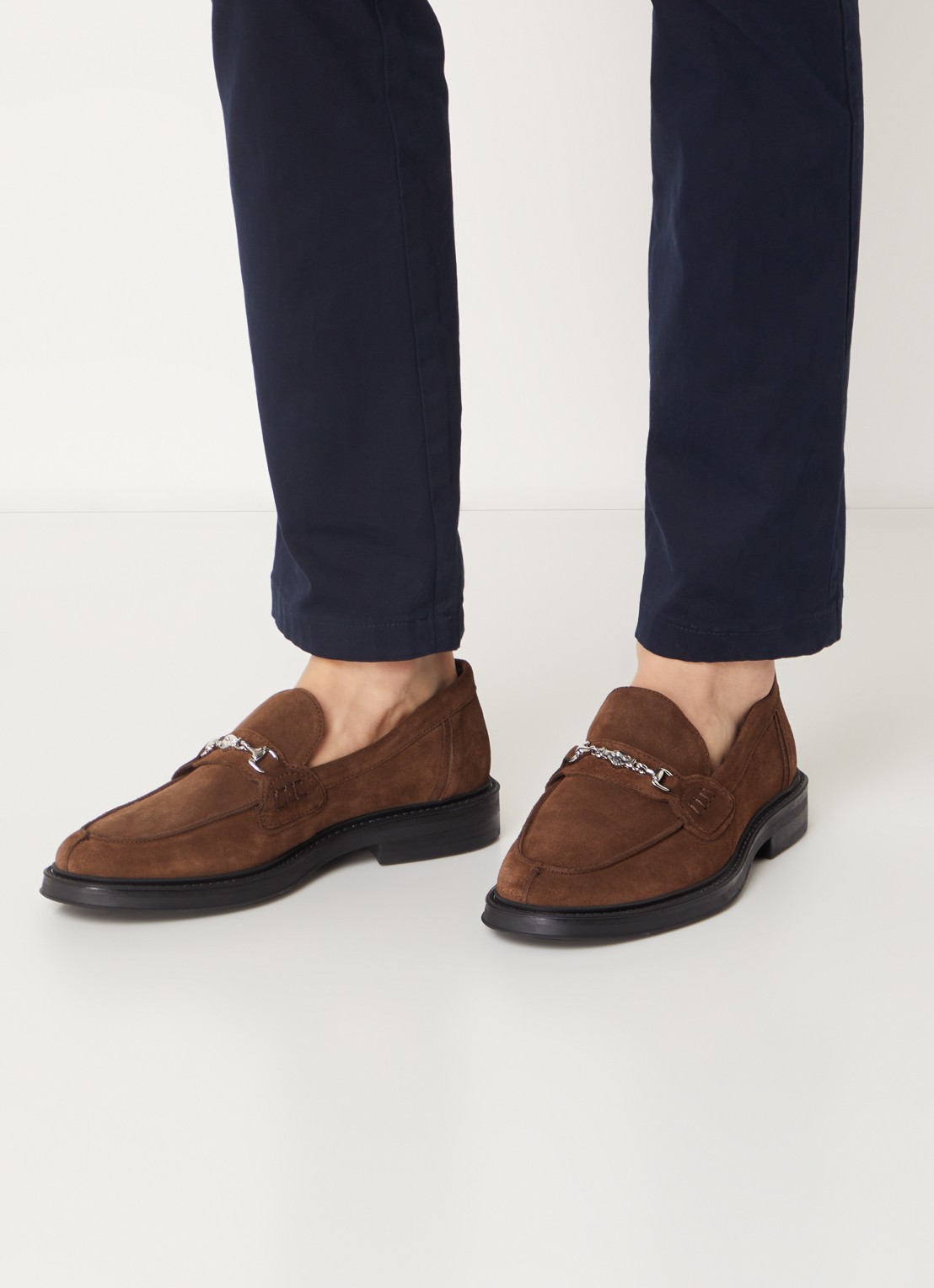 Filling Pieces Loafer van suède - voorkant 2 hazelnootbruin