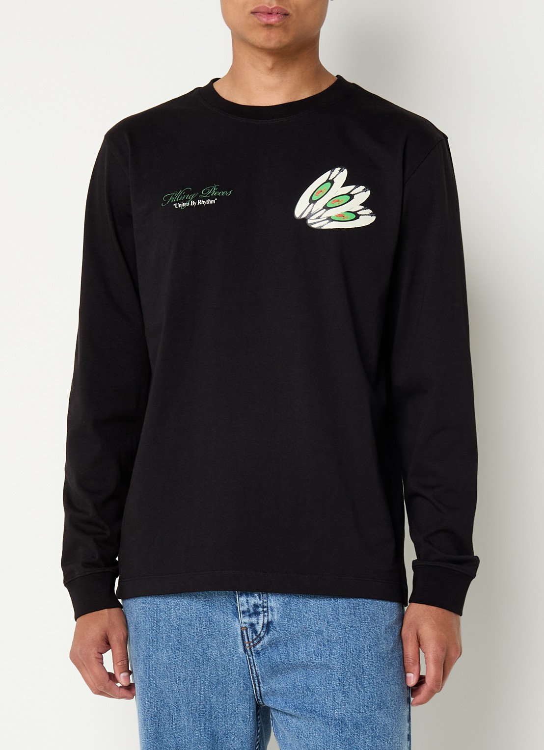 Filling Pieces Longsleeve met logo- en backprint - achterkant zwart