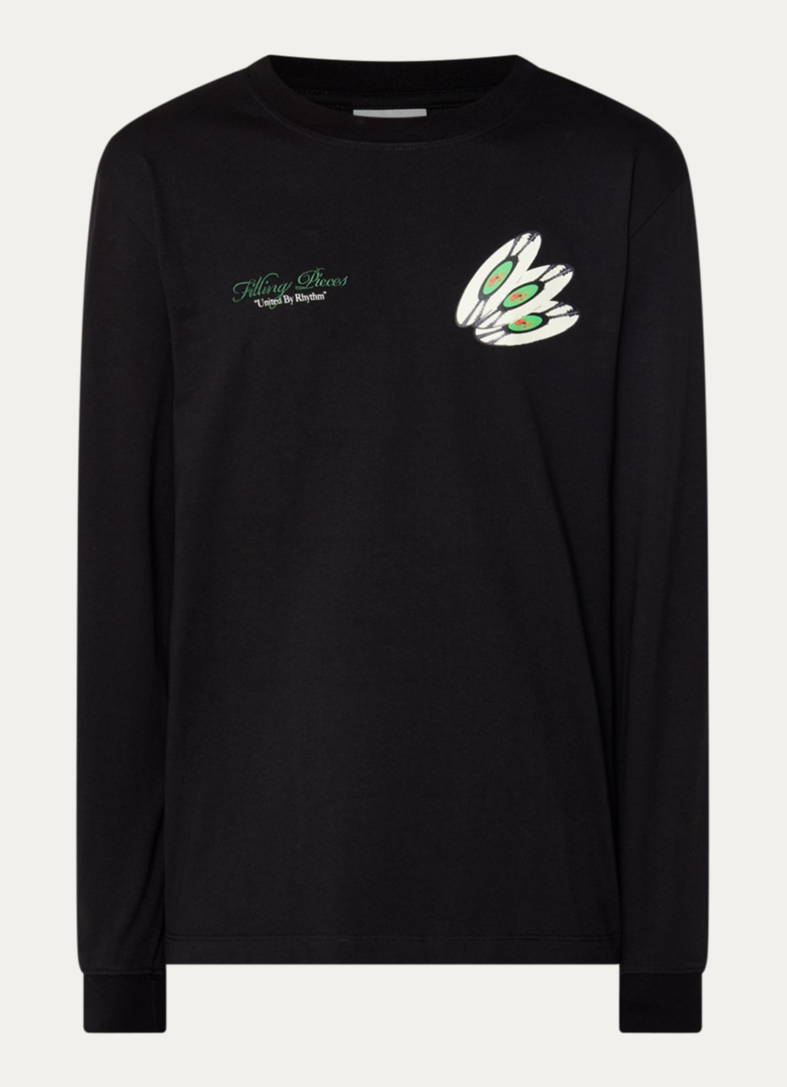Filling Pieces Longsleeve met logo- en backprint - voorkant 3 zwart