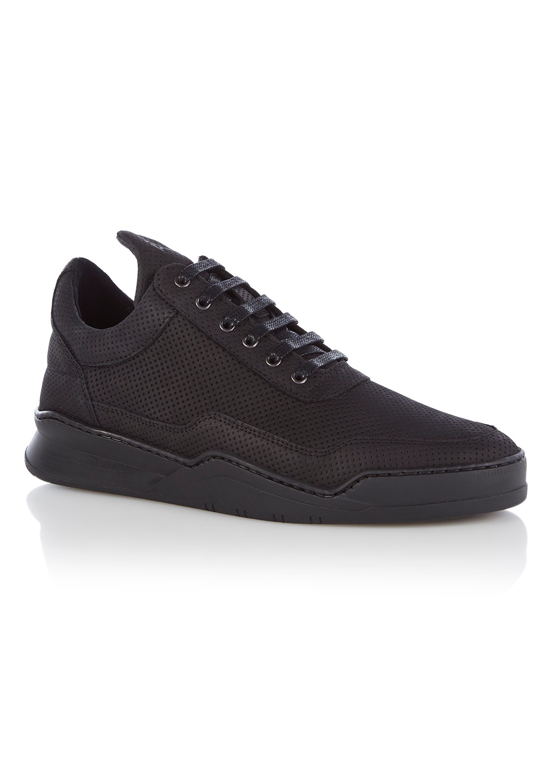 Filling Pieces Low Top Ghost Microlane sneaker van nubuck - voorkant 4 zwart