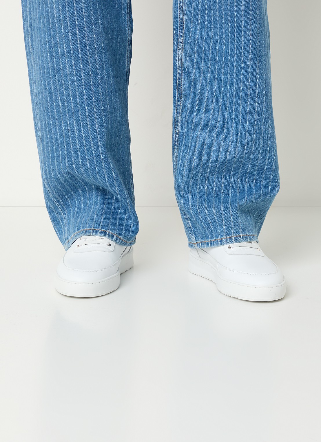 Filling Pieces Low Top Ripple Lane sneaker van leer - voorkant 6 wit