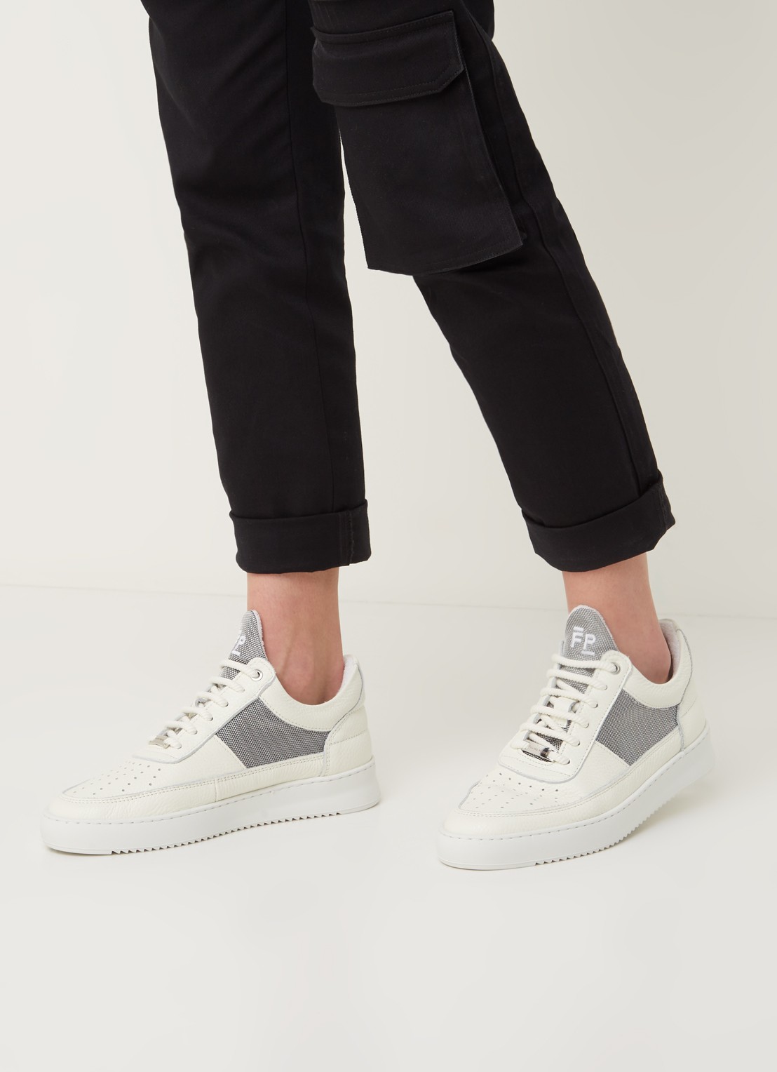 Filling Pieces Low Top Ripple sneaker met leren details - voorkant 5 blauw