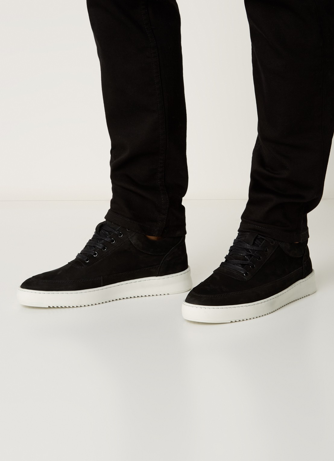 Filling Pieces Low Top Ripple sneaker van nubuck  - voorkant 3 zwart