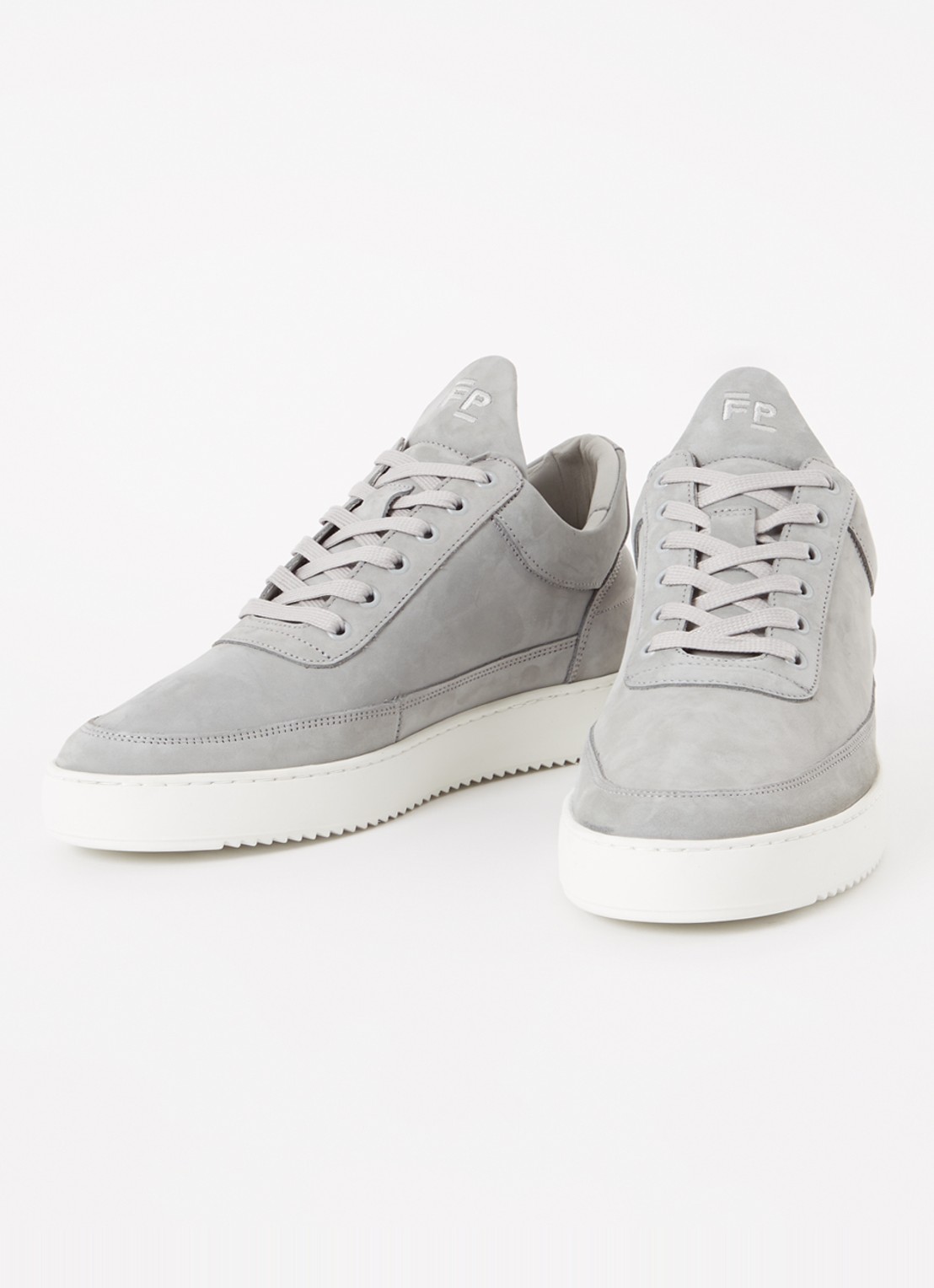 Filling Pieces Low Top sneaker van nubuck  - detail lichtgrijs