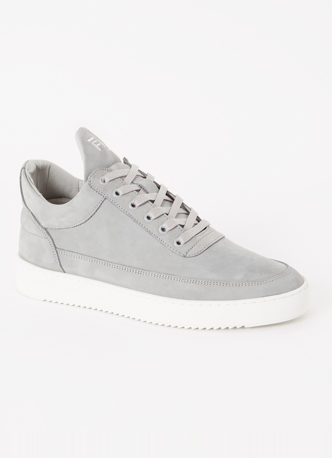 Filling Pieces Low Top sneaker van nubuck  - voorkant 4 lichtgrijs