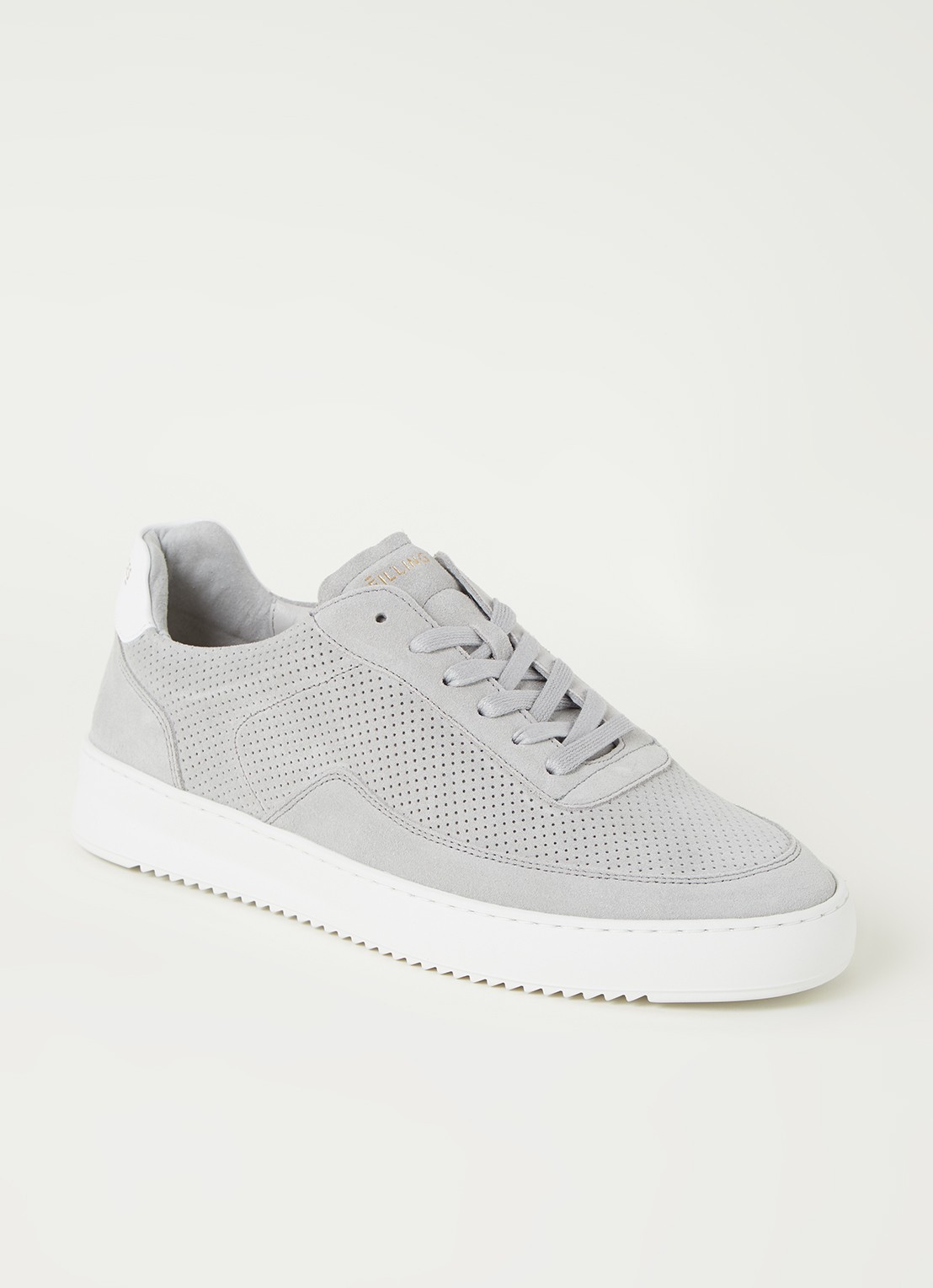Filling Pieces Mondo Ripple sneaker van suède - voorkant lichtgrijs
