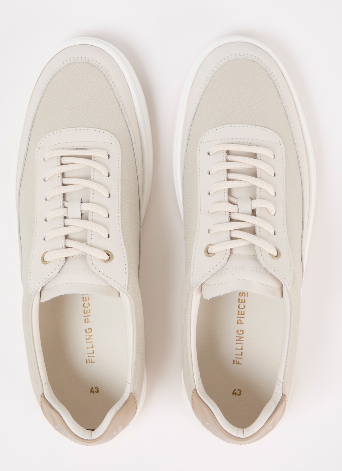 Filling Pieces Mondo Tech Crumbs sneaker van leer - detail 2 gebroken wit
