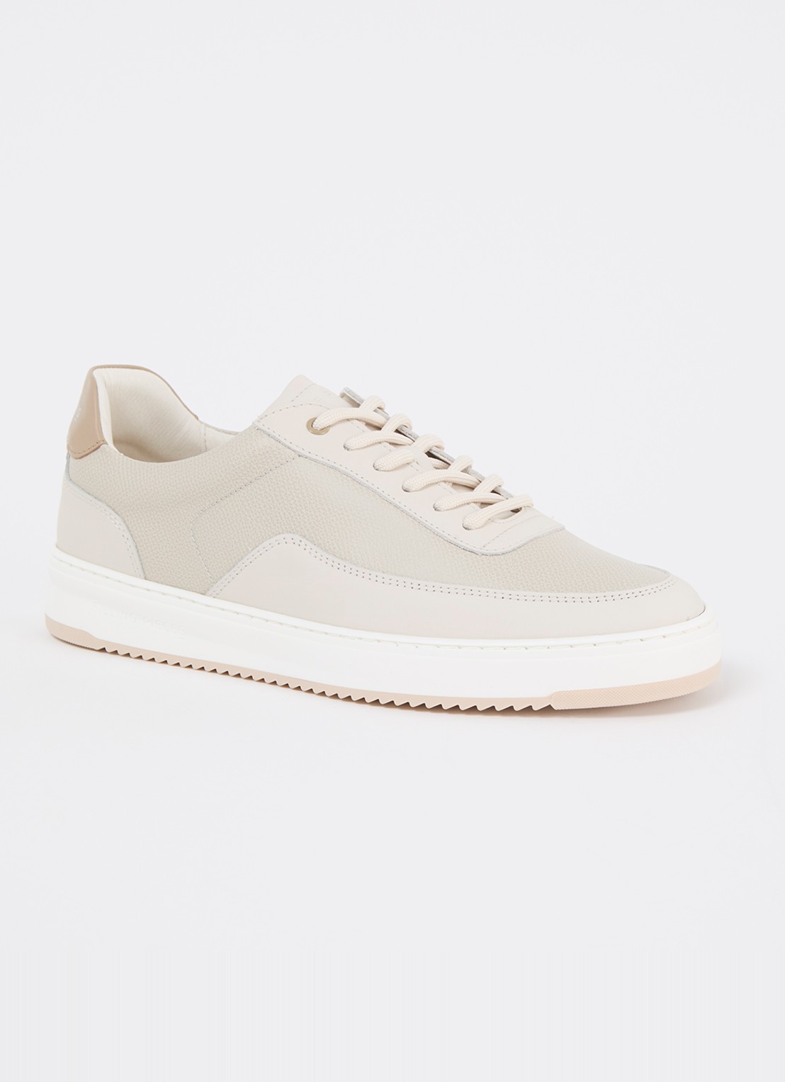 Filling Pieces Mondo Tech Crumbs sneaker van leer - voorkant 6 gebroken wit