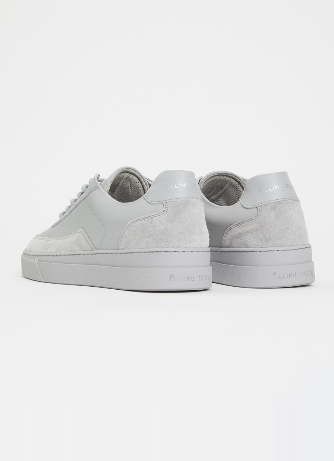 Filling Pieces Mondo Viera sneaker van leer met suède details - achterkant 4 grijs