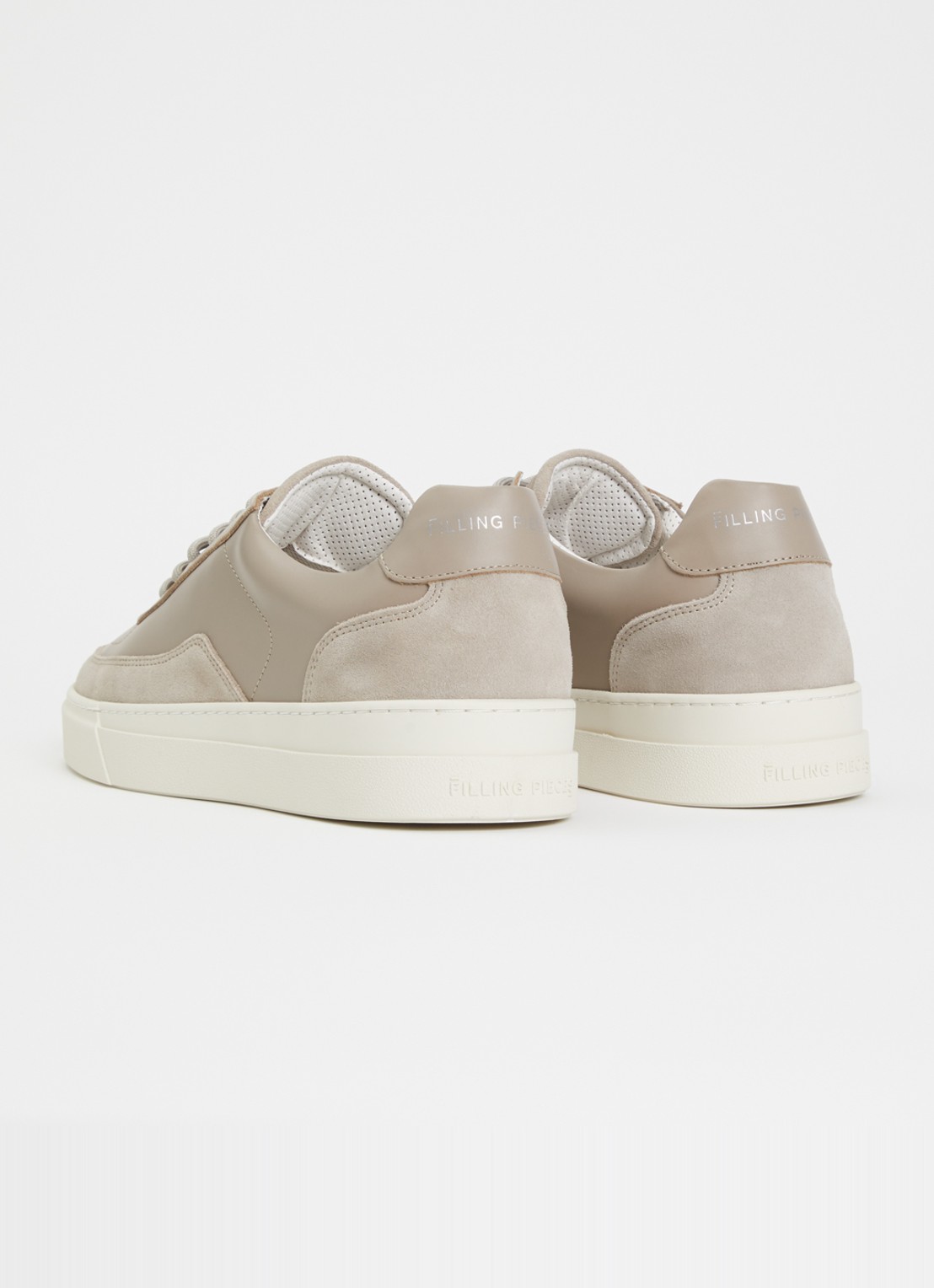 Filling Pieces Mondo Viera sneaker van leer met suède details - achterkant 5 donkerbeige