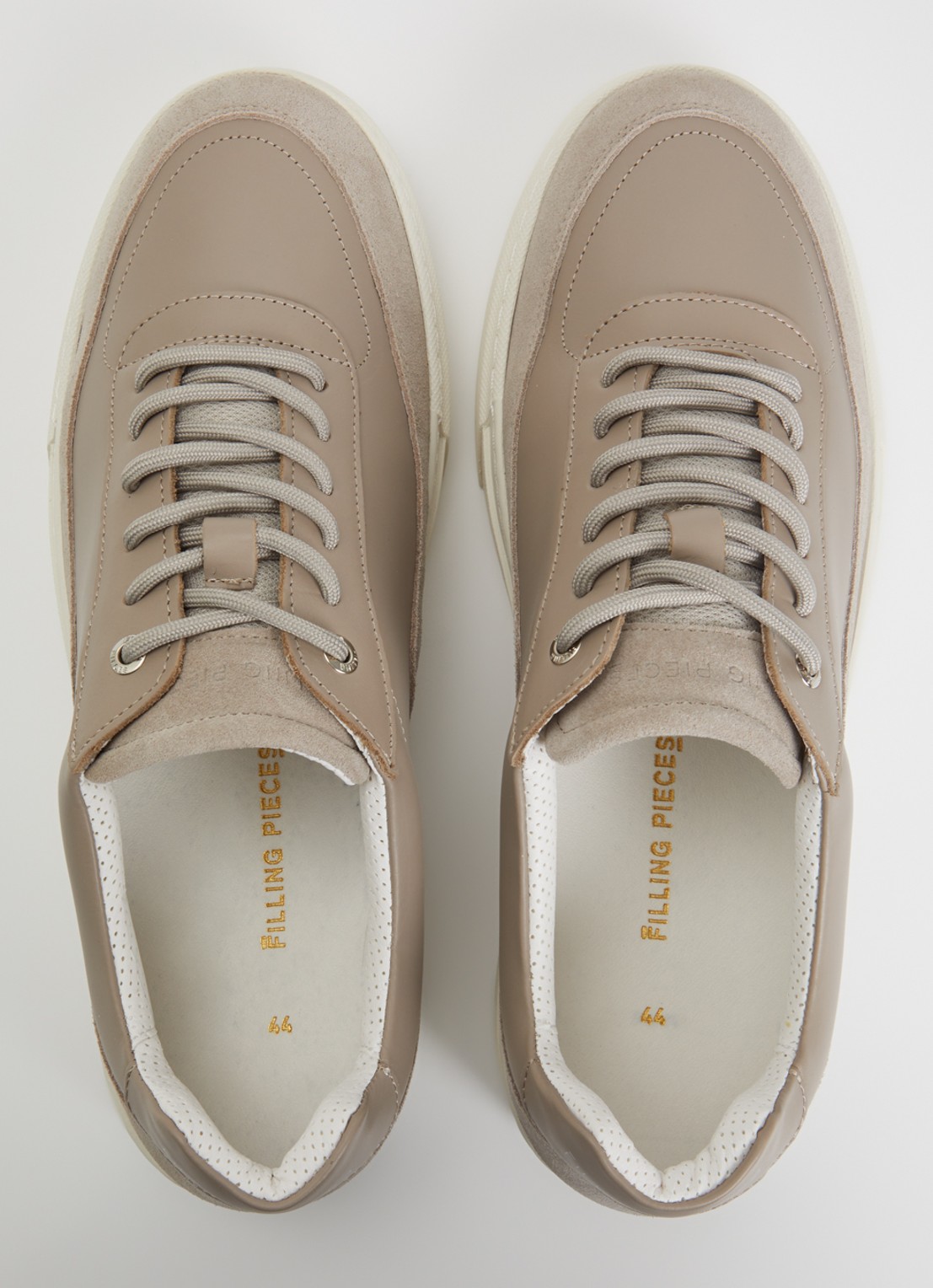 Filling Pieces Mondo Viera sneaker van leer met suède details - detail 3 donkerbeige