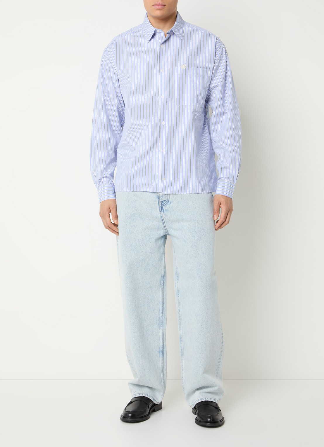 Filling Pieces Regular fit overhemd met streepprint - voorkant 2 blauw