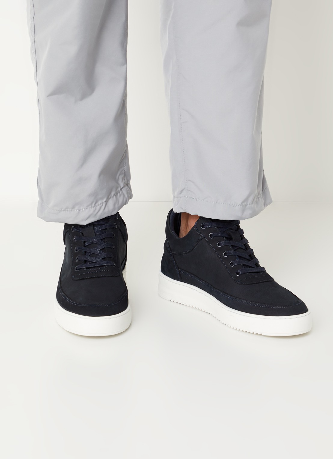 Filling Pieces Sneaker van nubuck - voorkant 6 donkerblauw