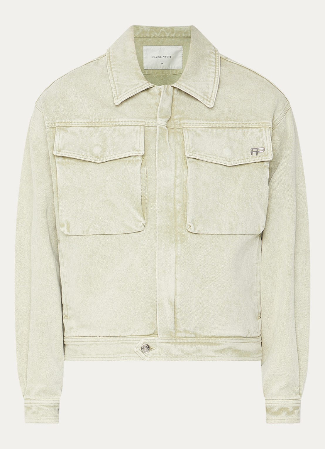Filling Pieces Spijkerjas met verwassen afwerking - voorkant lindegroen