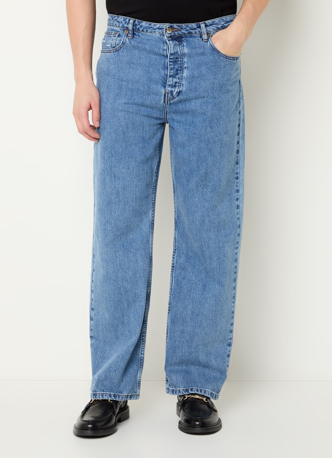Filling Pieces Straight fit jeans met medium wassing - detail 3 indigo