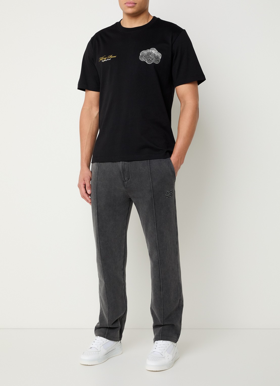 Filling Pieces Straight fit joggingsbroek met steekzakken - voorkant 2 antraciet