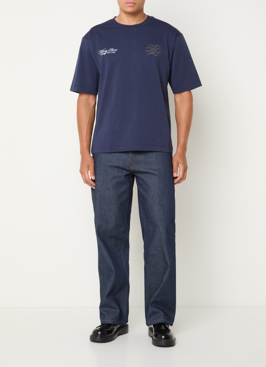 Filling Pieces Straight leg jeans met donkere wassing - voorkant 5 indigo