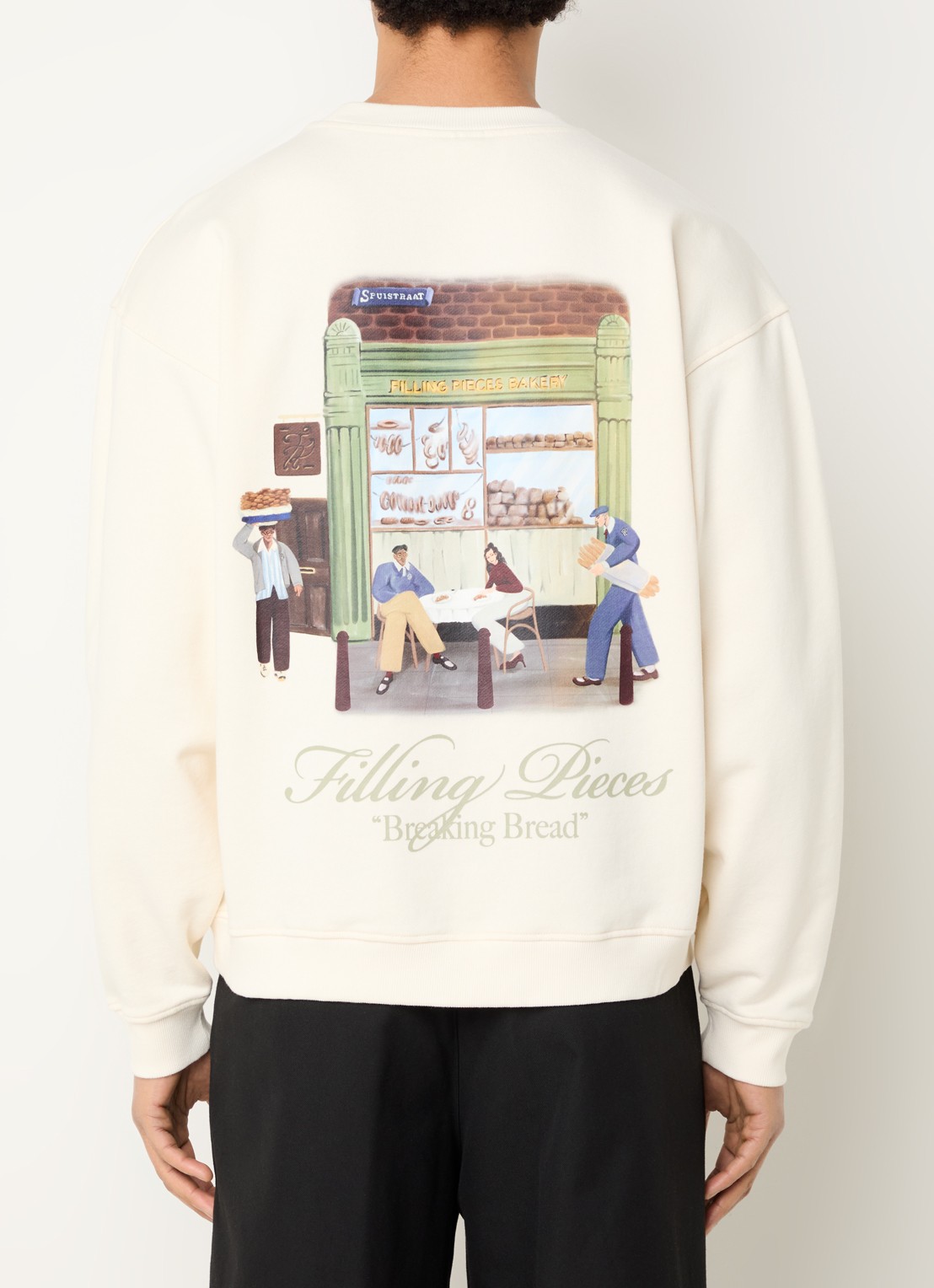 Filling Pieces Sweater met logo- en backprint - detail 4 beige