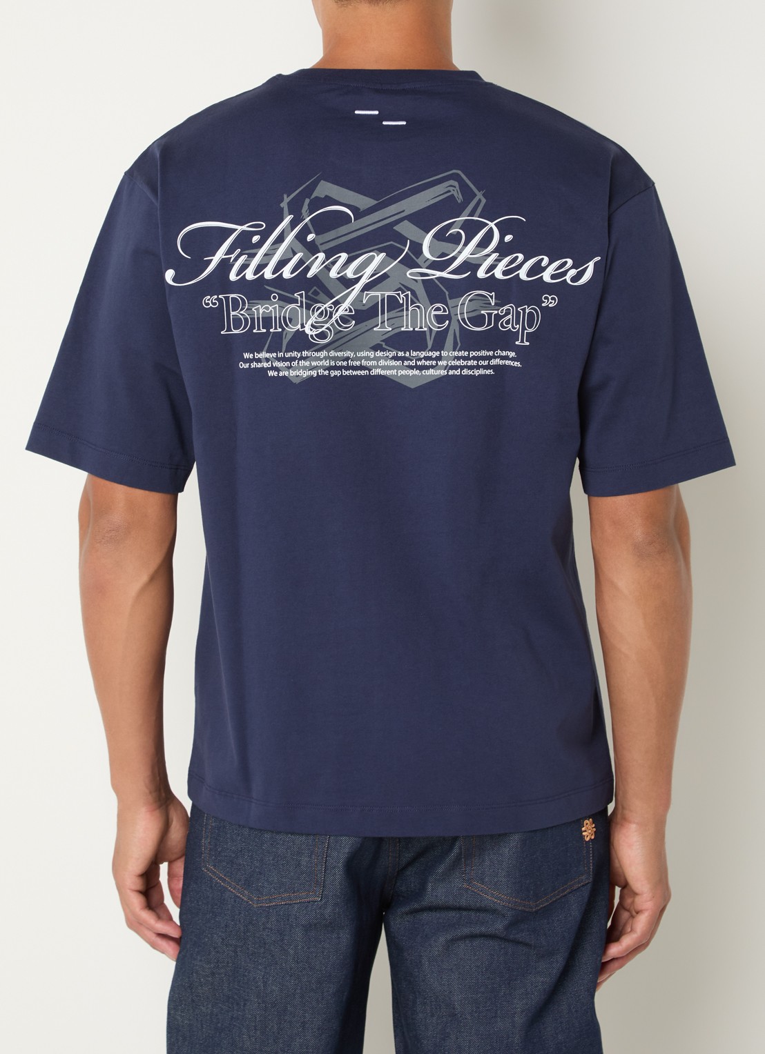 Filling Pieces T-shirt met logo- en backprint - detail 2 donkerblauw