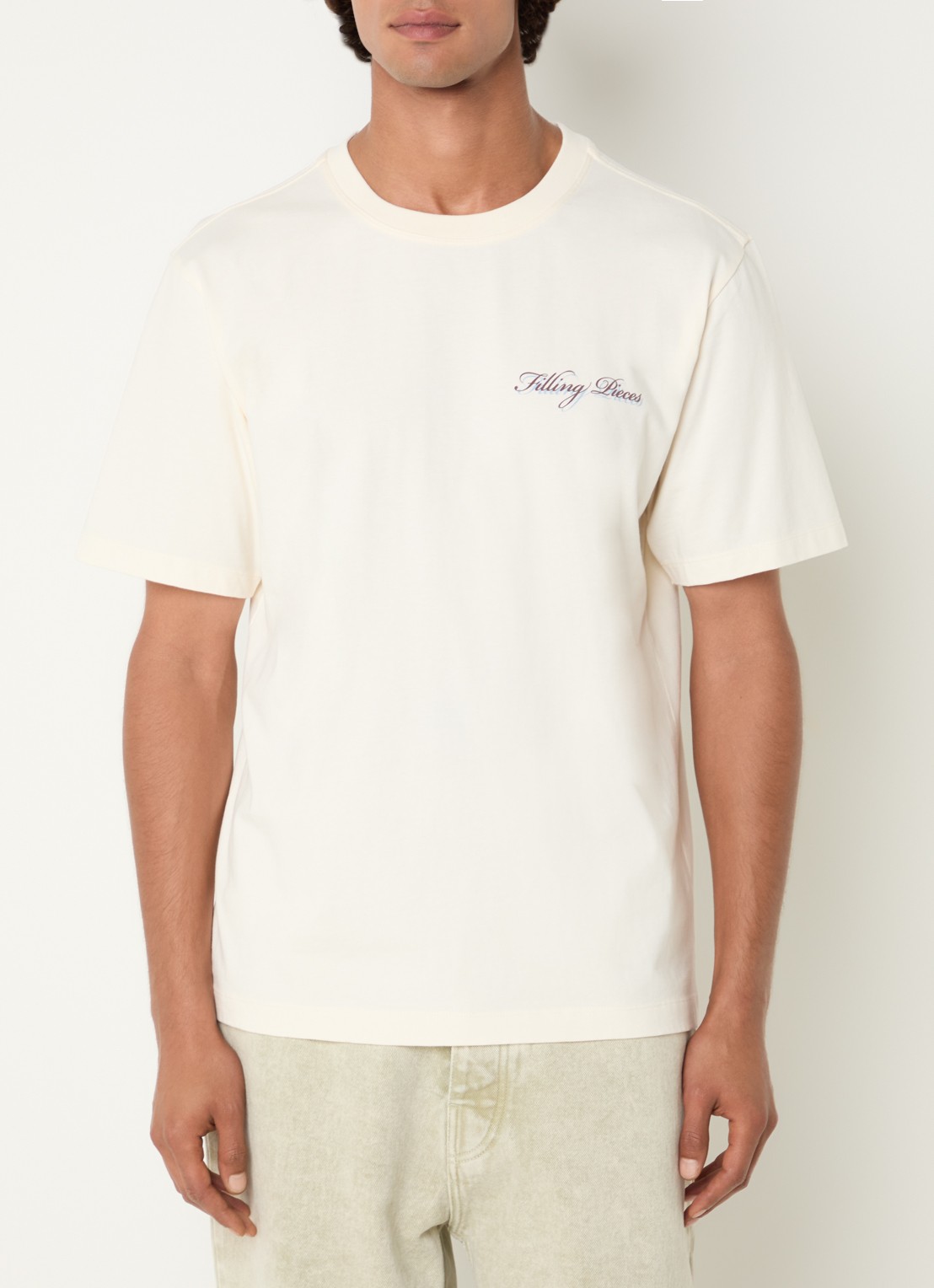 Filling Pieces T-shirt met logo- en backprint  - achterkant 4 gebroken wit