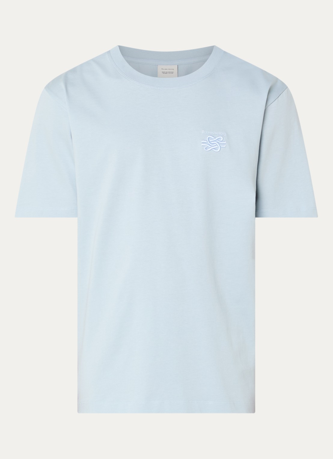 Filling Pieces T-shirt met logoborduring - voorkant 3 lichtblauw