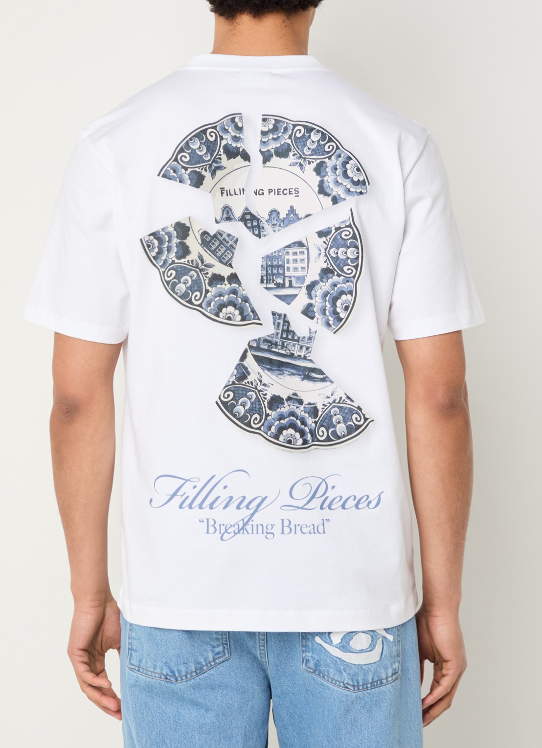 Filling Pieces T-shirt van katoen met logo- en backprint - detail 3 wit