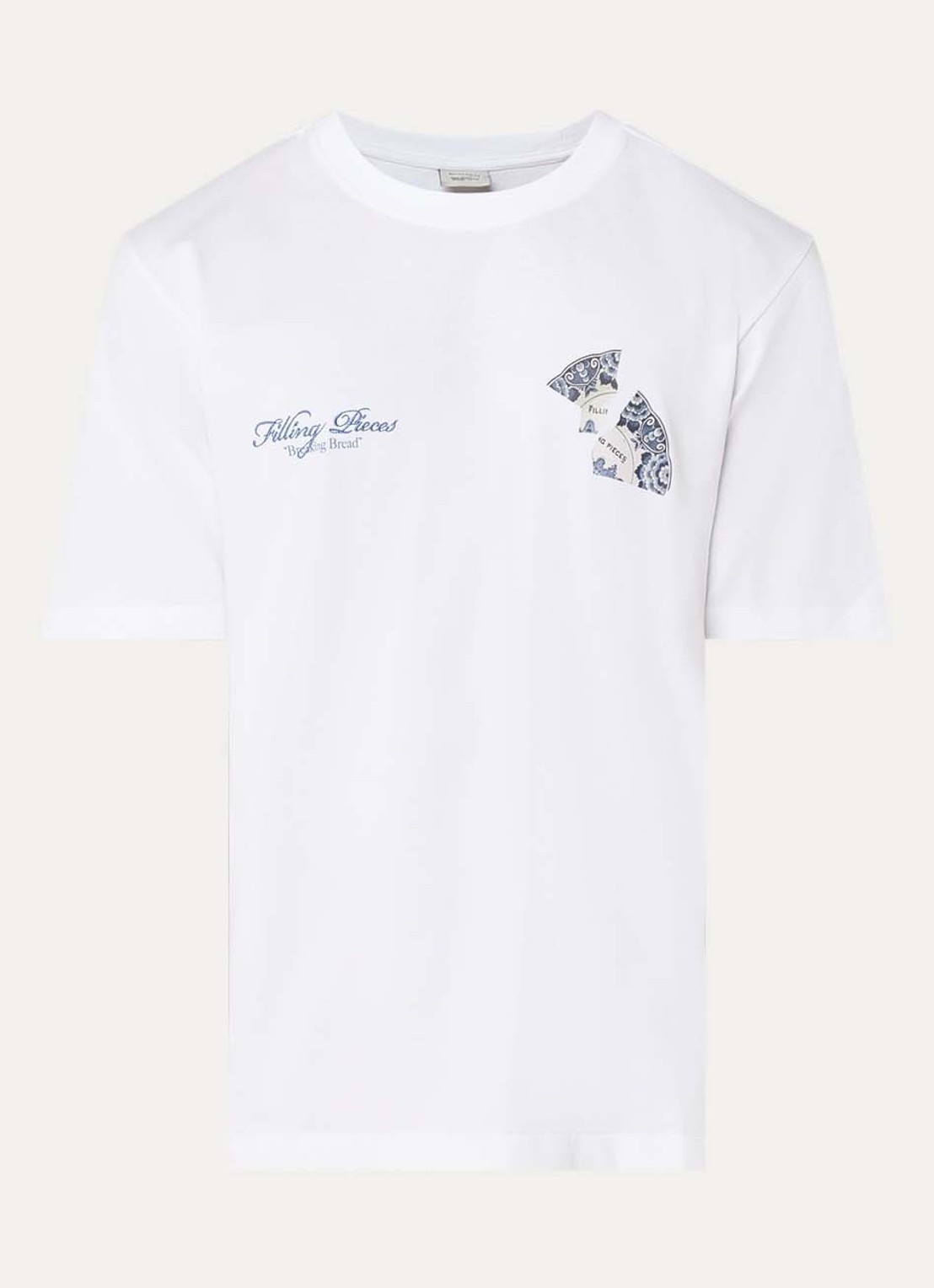 Filling Pieces T-shirt van katoen met logo- en backprint - voorkant wit
