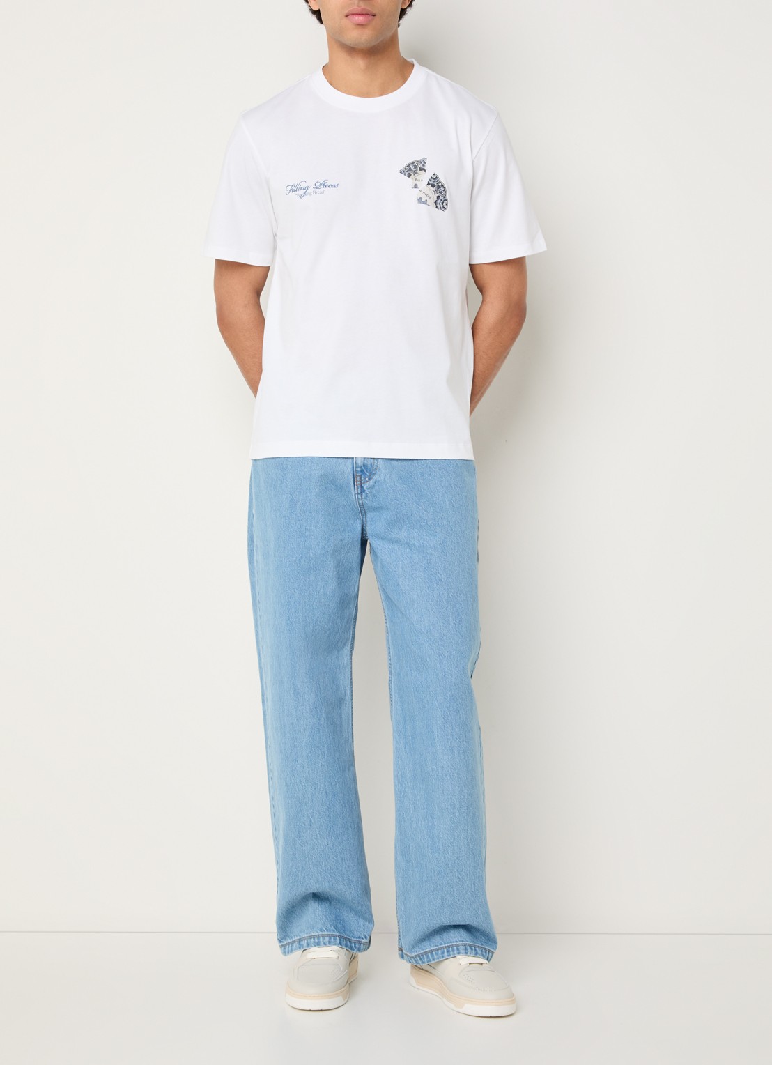 Filling Pieces T-shirt van katoen met logo- en backprint - voorkant 2 wit