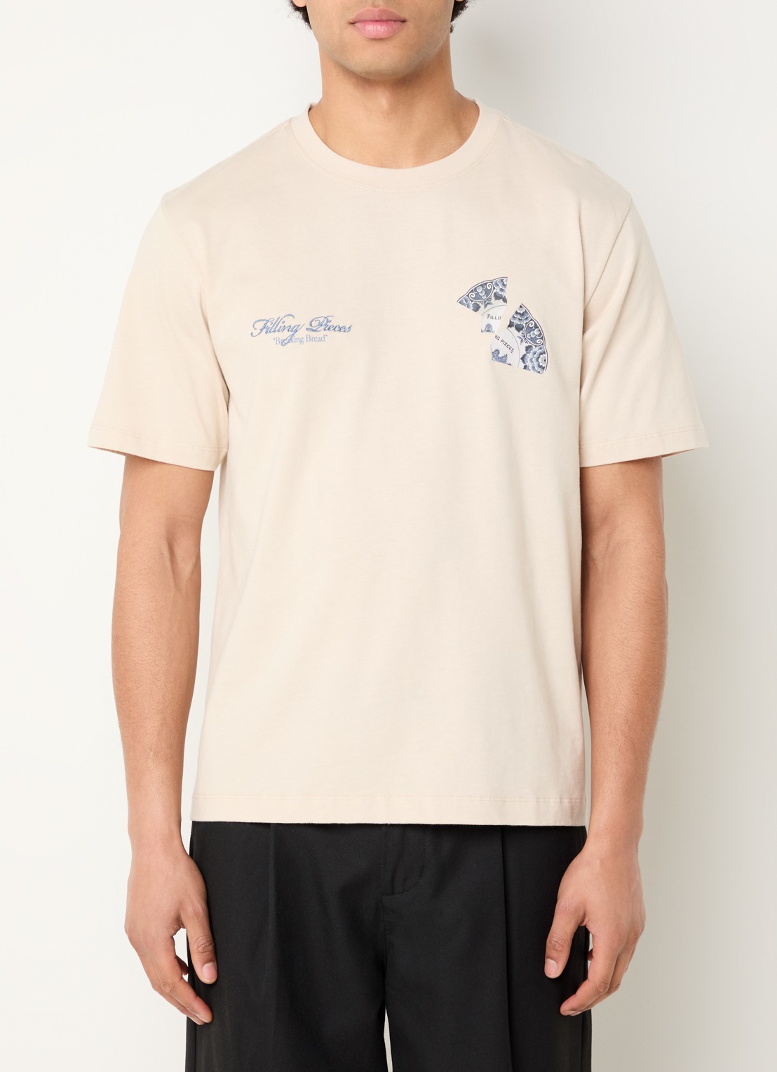 Filling Pieces T-shirt van katoen met logo- en backprint - achterkant beige