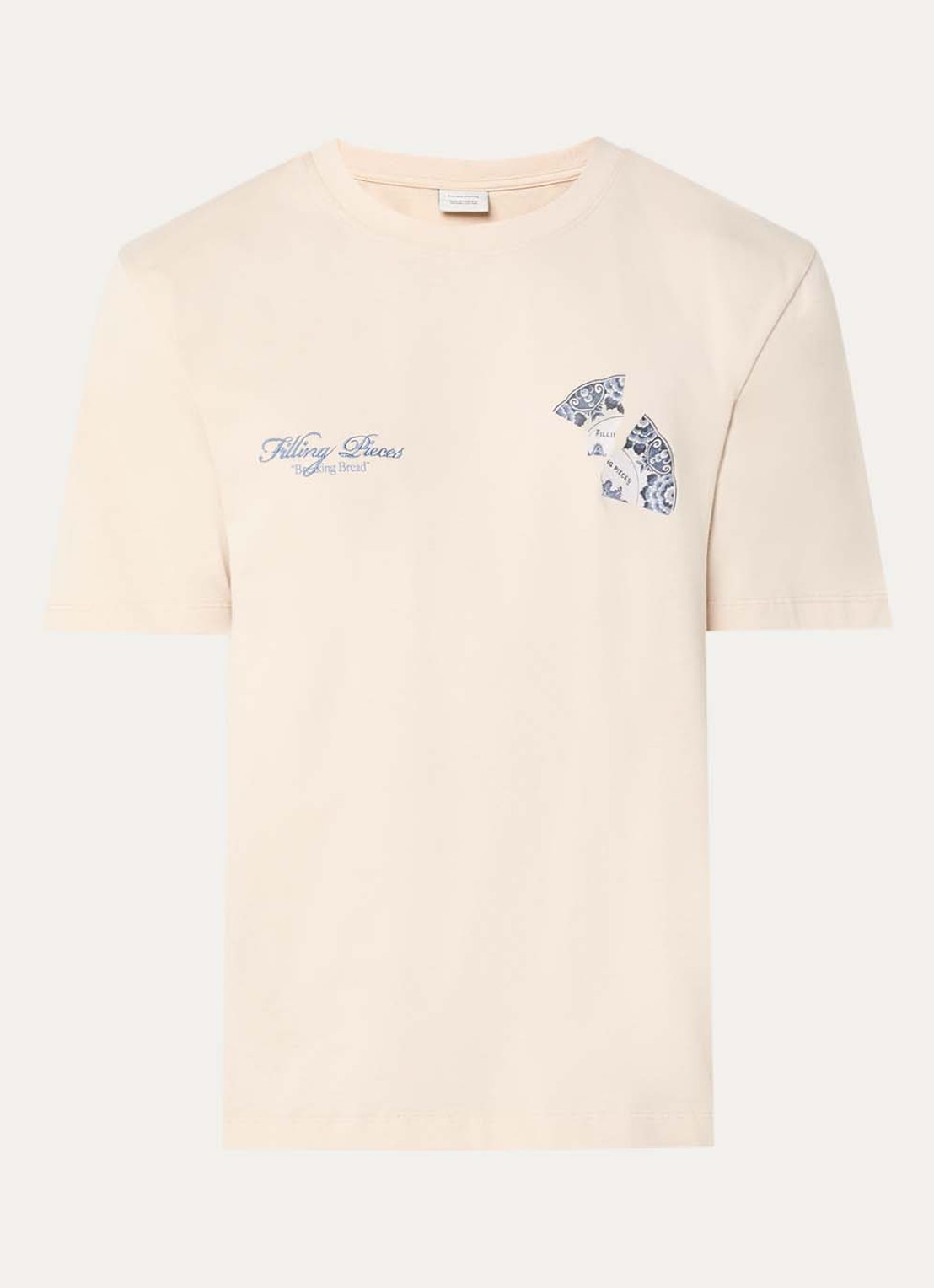 Filling Pieces T-shirt van katoen met logo- en backprint - voorkant 3 beige