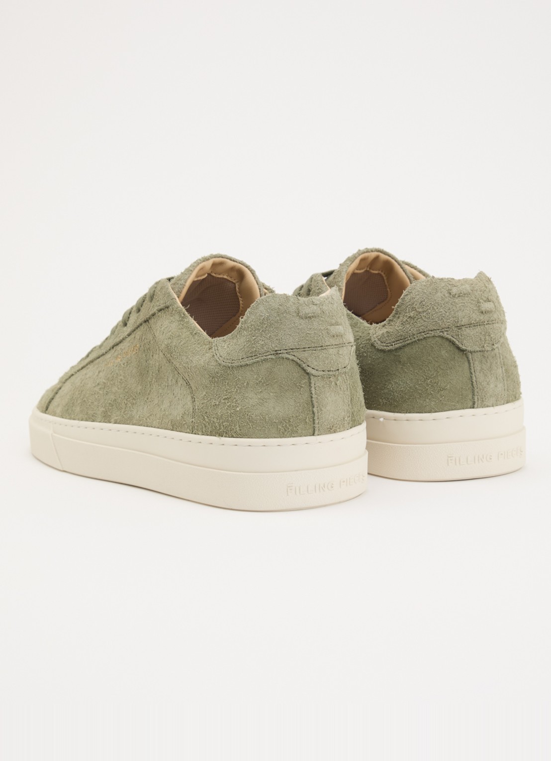 Filling Pieces Tiebreak Fuzz sneaker van  suède met structuur - achterkant 5 lichtgroen