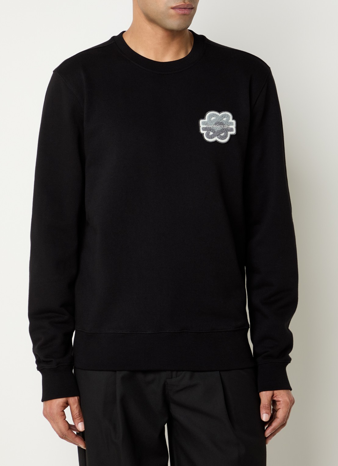 Filling Pieces Tonal sweater met logoborduring - detail 4 zwart