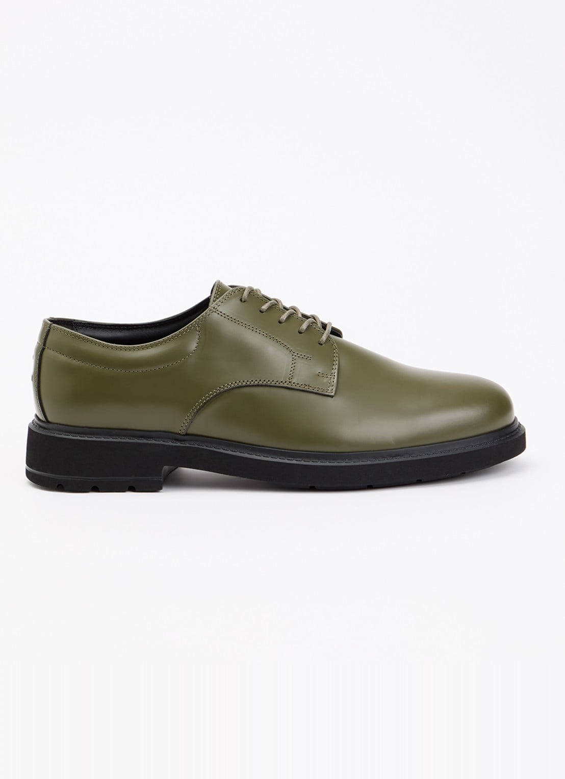 Filling Pieces Veterschoen van leer - voorkant 5 olijfgroen