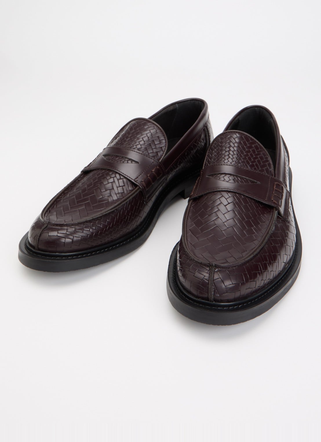 Filling Pieces Woven Twist loafer van leer met gevlochten detail - detail 2 chocoladebruin