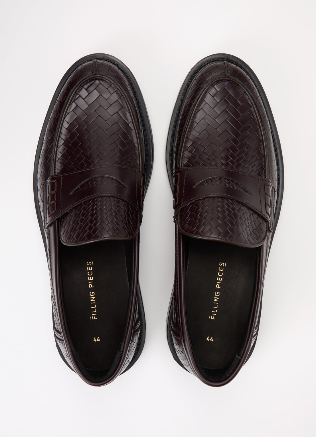 Filling Pieces Woven Twist loafer van leer met gevlochten detail - detail 3 chocoladebruin