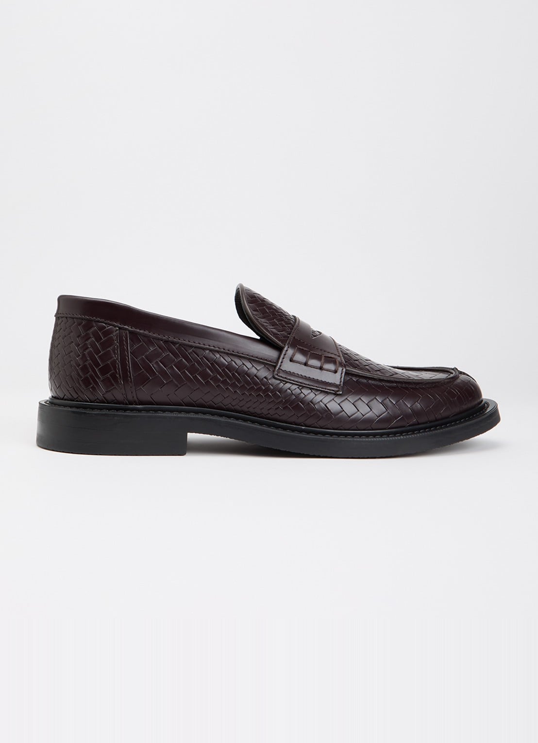 Filling Pieces Woven Twist loafer van leer met gevlochten detail - voorkant 5 chocoladebruin