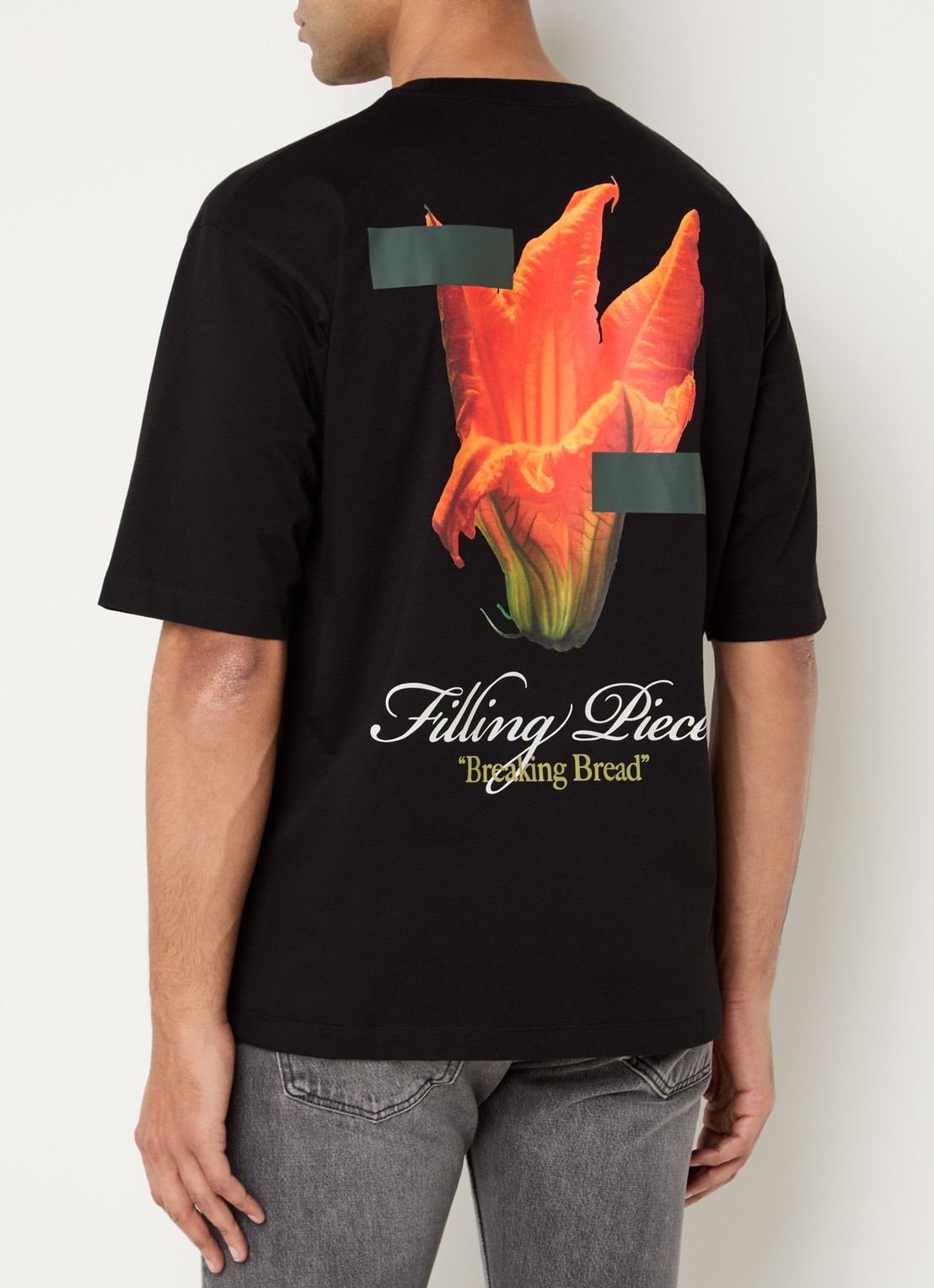 Filling Pieces Zucchini T-shirt met logo- en backprint - detail zwart