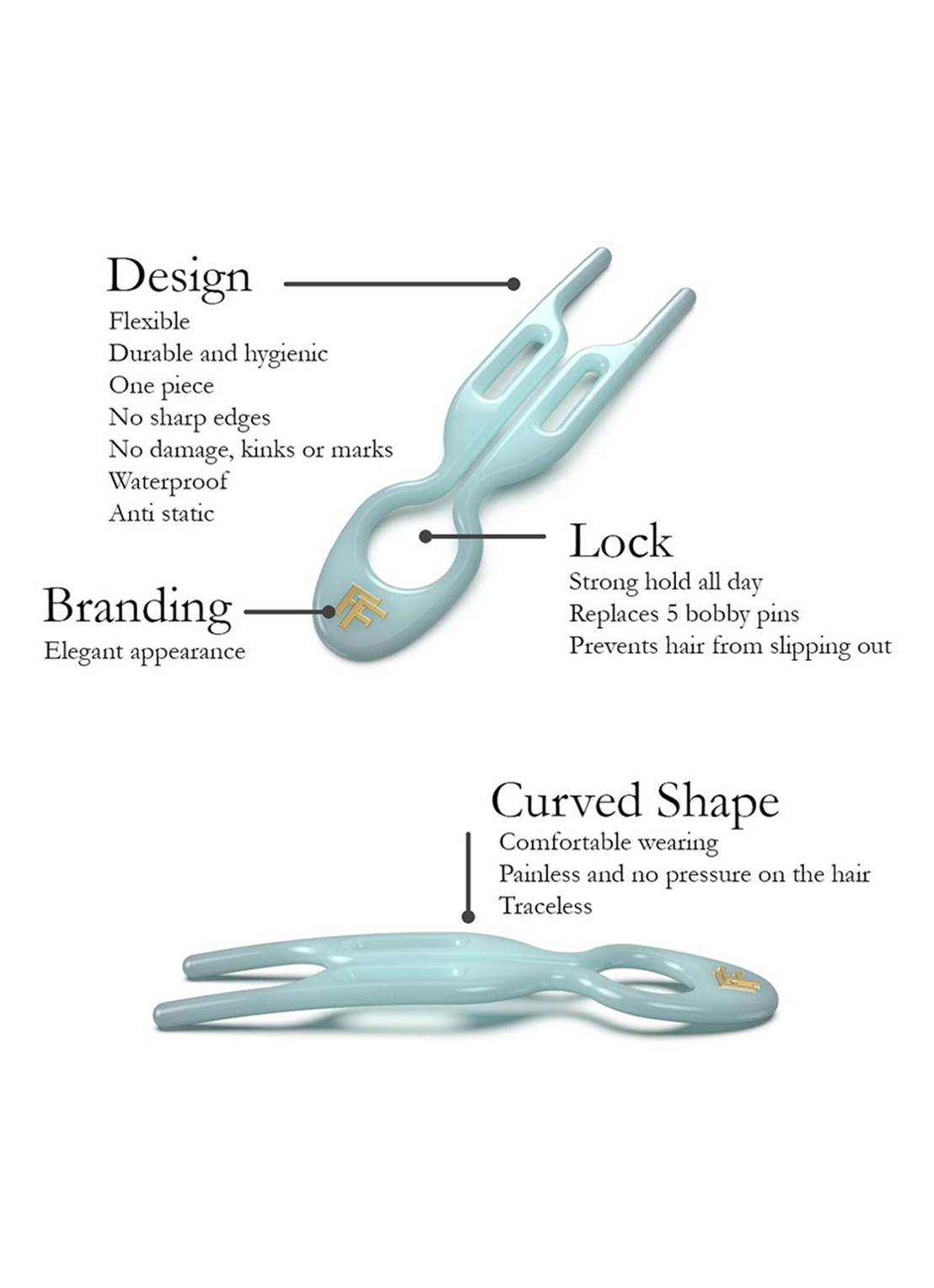 Fiona Franchimon Nº 1 Hairpin - haarpin set van 3  - detail 6 tantalizing blue