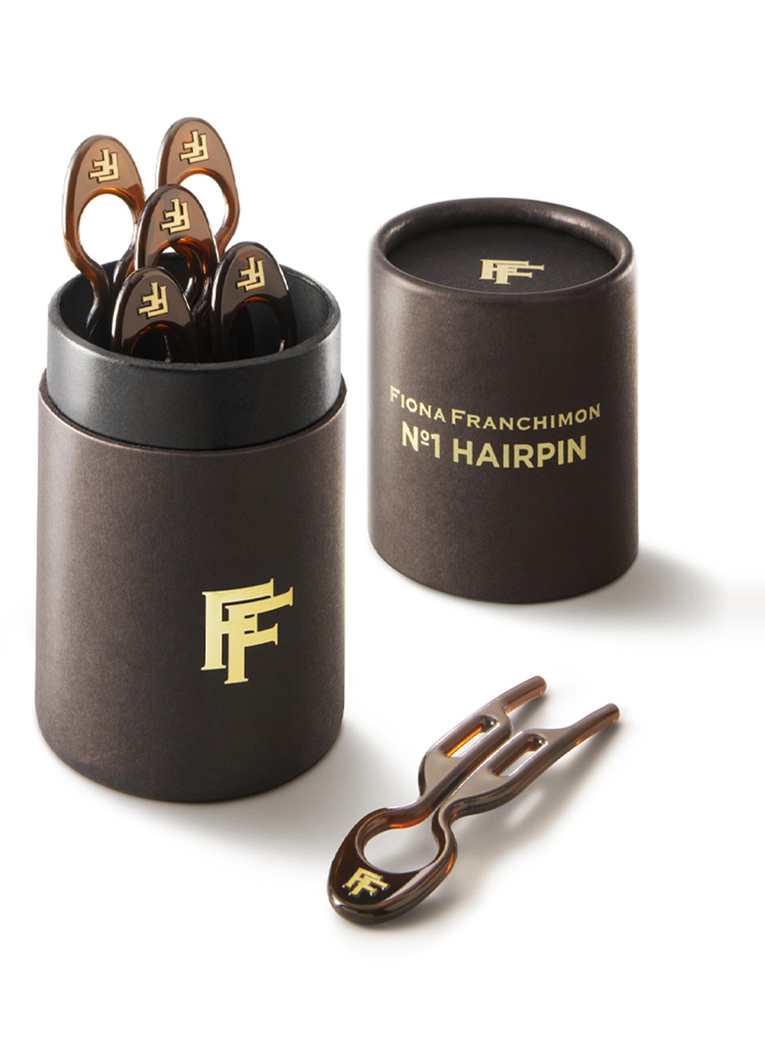 Fiona Franchimon Nº 1 Hairpin - haarpin set van 5 - detail 3 brown